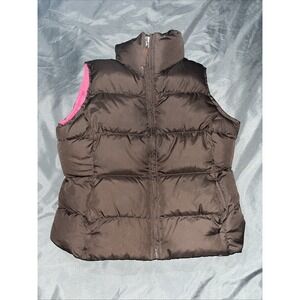Gilrls Land's End Brown Puffer‎ Vest Size Small 4